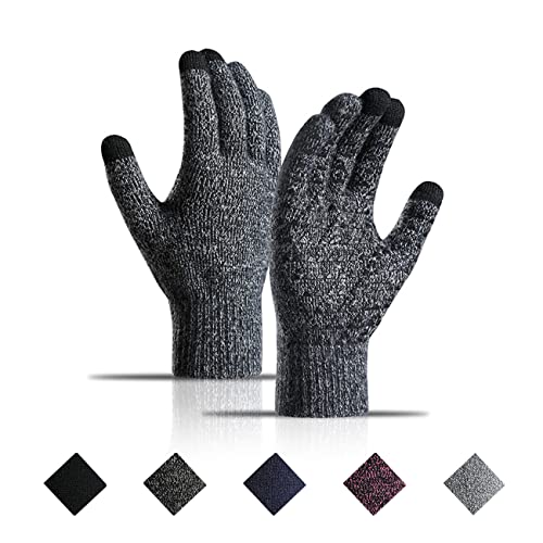 Winter Warme Handschuhe,Touchscreen Handschuh Thermo Handschuhe,Anti-Rutsch Liner Winterhandschuhe Fingerhandschuhe Sporthandschuhe mit Elastischen Bündchen für Laufen/Fahren/Radfahren (Schwarz-Weiß) von Yolistar