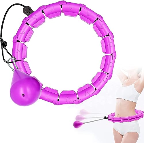 Smart Hula Fit Hoop Reifen Erwachsene - Einstellbare Hoola Hoop Reifen für Gewichtsverlust und Fitness, 24-teiliger hulahuppreif zum abnehmen, der nie Herunterfällt, Hoola Hoop mit Ball inkl. Tasche von Yonars