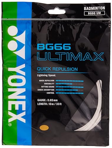 Yonex BG-66 Ultimax Saiten für Badmintonschläger, 10 m Weiß weiß von YONEX