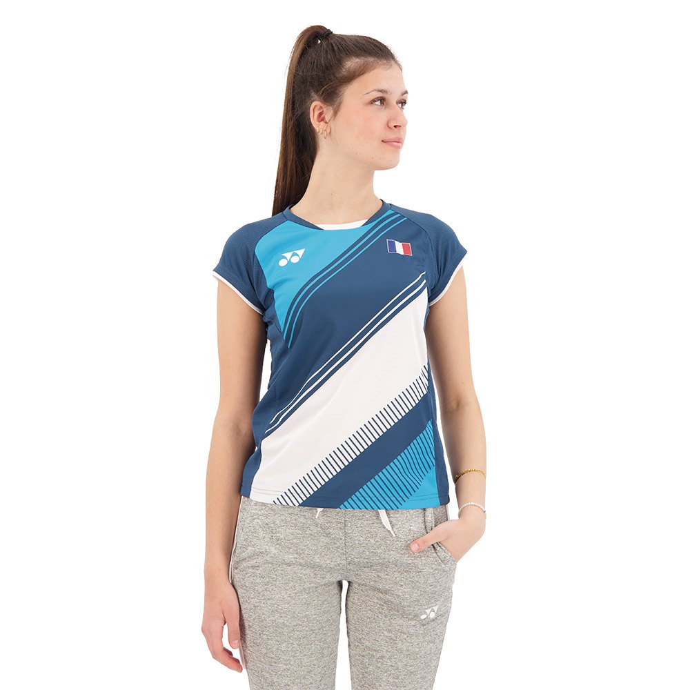Yonex French National Team Short Sleeve T-shirt Blau S Frau von Yonex