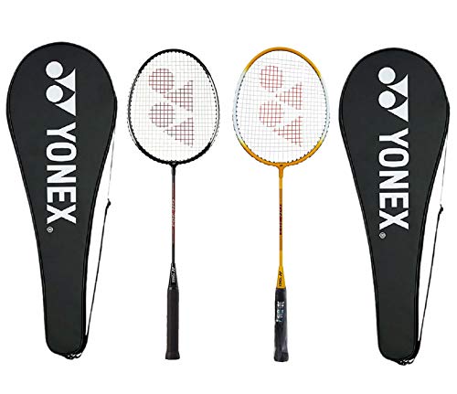 Yonex GR 303 Combo Badmintonschläger mit Vollbezug 2er Set (schwarz/gelb) von YONEX