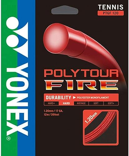 YONEX Unisex – Erwachsene Poly Tour Fire Tennis-Saite, rot, 1.2 mm/12 m von YONEX
