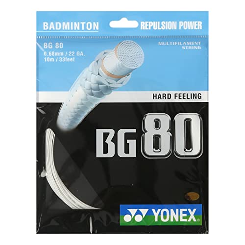 Yonex Saiten für Badmintonschläger, BG 80, 10 m, Weiß von YONEX