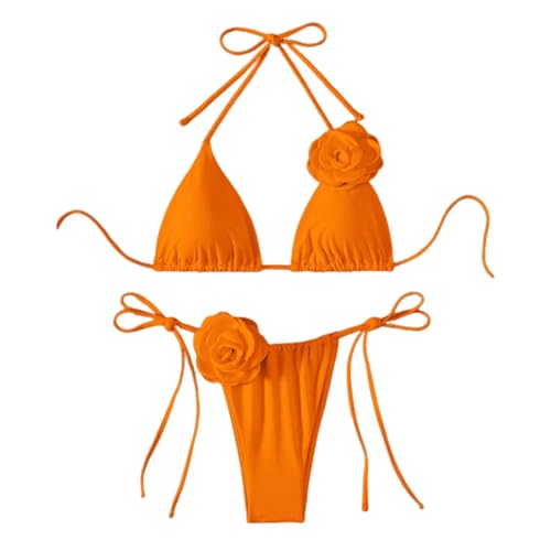 Yooghuge Frauen 3D Badeanzug Badeanzug Neckholder Top Und Seite Krawatte Verstellbare Unterseite Zwei Stücke Badeanzug Set Frauen Bademode von Yooghuge