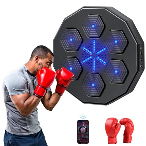 Bluetooth Musik Boxing Machine, Intelligente Boxmaschine Zur Wandmontage für Heimübungen Dekompression, Boxen Training Geräte mit Boxhandschuhen für Kinder, Erwachsene, Heimtraining, Fitnessstudio von Yopyuenn