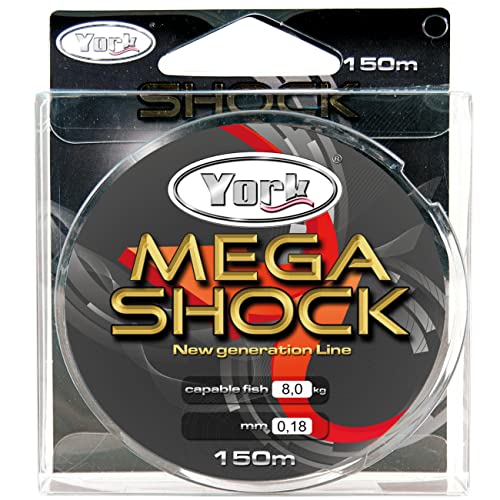 Angelschnur YORK MEGA SHOCK Zielfischschnur 150m 0,14mm-0,40mm Spule Monofile Schnur TOP NEU&OVP (0,02€/m) (0,22mm / 11,5kg) von York Fishing