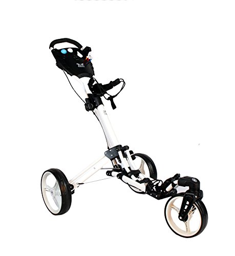 Golftrolley Yorrx® SL Pro 7 HAMMA Plus Ausstattung, Golfwagen mit innovativem 360° Spin Vorderrad (weiß) inkl. Regenschirmhalter & Tees … von Yorrx