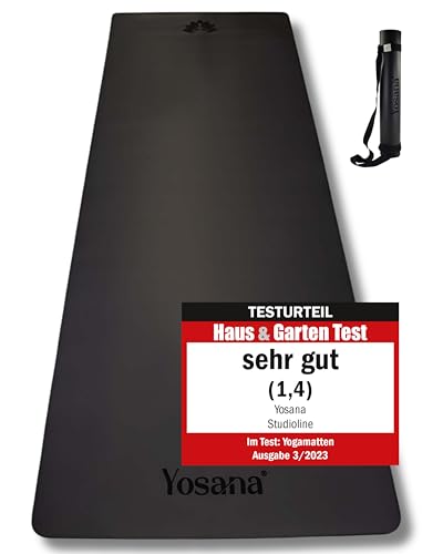 Yosana Yogamatte aus Naturkautschuk | extrem rutschfest | ULTRA GRIP Oberfläche aus ECO PU | extra breit 68cm | inklusive Tragegurt | Yoga matte 183x68cm | 4mm dünn von Yosana