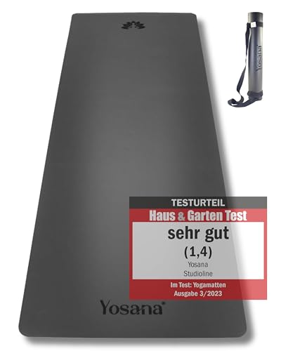 Yosana Yogamatte aus Naturkautschuk | extrem rutschfest | ULTRA GRIP Oberfläche aus ECO PU | extra breit 68cm | inklusive Tragegurt | Yoga matte 183x68cm | 4mm dünn von Yosana