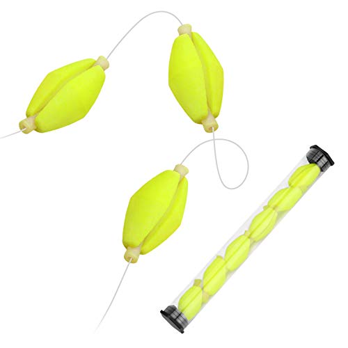 6 Stück/Set Olive Fly Fishing Bojen Bobbers, Foam Float Strike Indicator Angelgerät mit Zwei Farben für Fliegenfischen Zubehör(Gelb) von Yosoo Health Gear