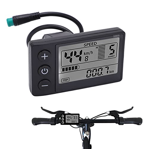 Yosoo Health Gear Ebike LCD-Display, Ebike S866 LCD-Messgerät 24 V 36 V 48 V Bedienfeld mit Wasserdichtem Stecker für E-Bike, mit USB-Fahrteilen, Wasserdicht Schwarz von Yosoo Health Gear