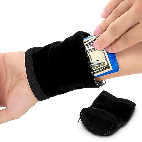 Yosoo Health Gear Sport Armband, Handgelenk Tasche Handgelenk Brieftasche mit Separable Fastener Schweißband Brieftasche für Telefon, Schlüssel, ID-Karten(Schwarz) von Yosoo Health Gear