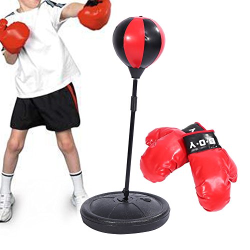 Yosoo Kinder Standboxsack Punching Ball Verstellbar Boxbirne Boxhandschuhe Boxen von Yosoo
