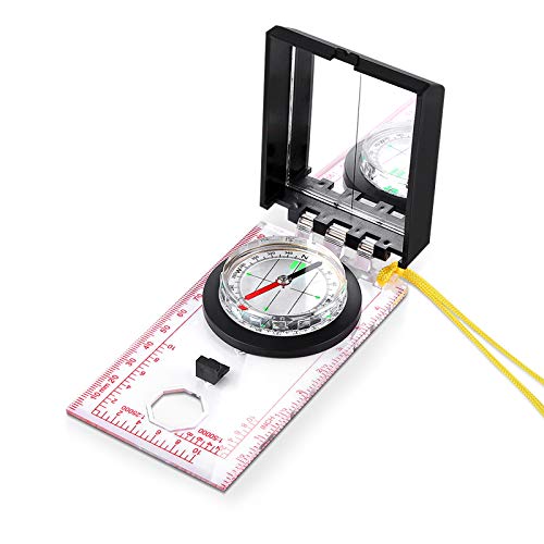 Yosoo Health Gear Kompass mit Spiegel, Multifunktionskompass, Navigationskompass, Leichter Wanderkompass Multifunktionskompass mit Kartenlineal und Spiegel-Notfall-Kit für Outdoor-Aktivitäten von Yosoo Health Gear