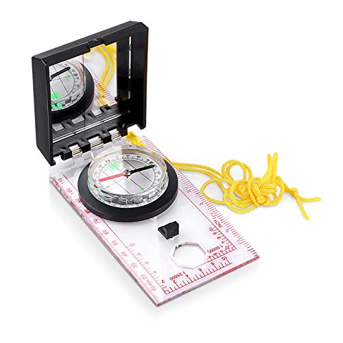 Yosoo Health Gear Navigationskompass zum Kartenlesen, multifunktionaler Explorer-Kompass mit Spiegel und Deklination, professioneller Kompass zum Orientierungslauf, Survival Mountaineering, Wandern von Yosoo Health Gear