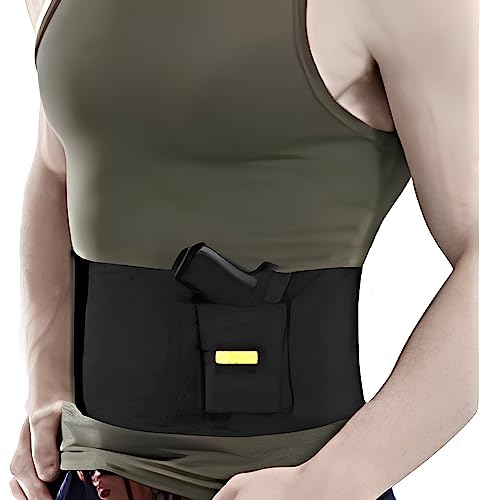 ZJchao Elastische Taktische Belly Band Taille Pistolenholster Gürtelholster mit 2 Magazintaschen, Schwarz von Yosoo