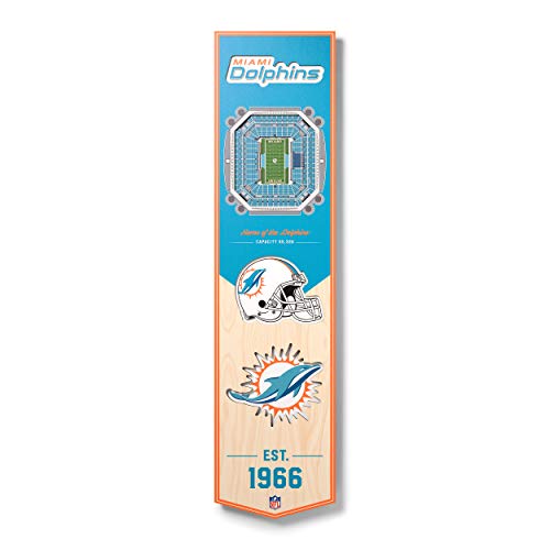 NFL Miami Dolphins Hard Rock Stadion 3D Stadion Banner - 8x323D Stadion Banner - 20,3 x 81,3 cm, Teamfarben, 20,3 x 81,3 cm von YouTheFan