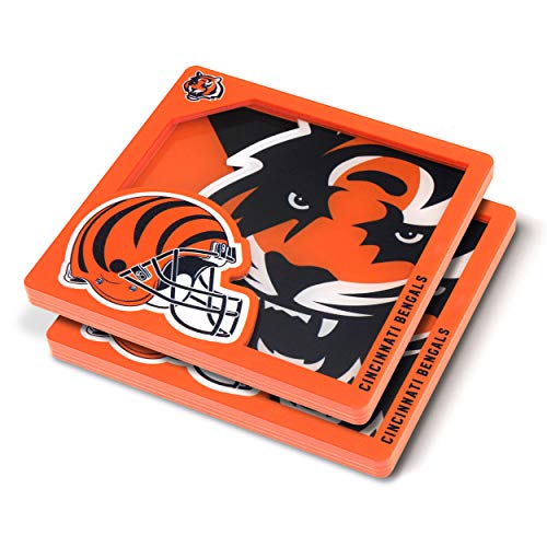 YouTheFan Logo-Serie Cincinnati Bengals Untersetzer aus der 3D, Team-Farben, 4" x 4" von YouTheFan