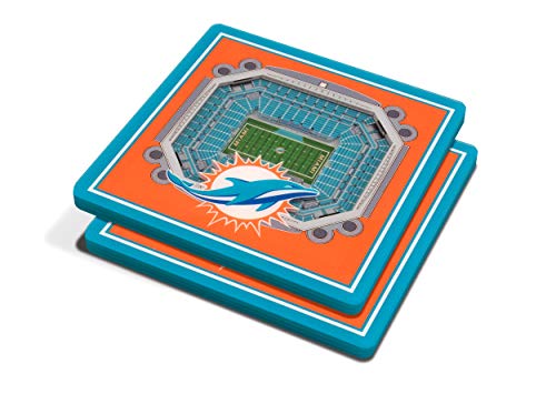 YouTheFan NFL Miami Dolphins 3D StadiumView Untersetzer – Hard Rock Stadium, 1 Stück (2 Stück) von YouTheFan