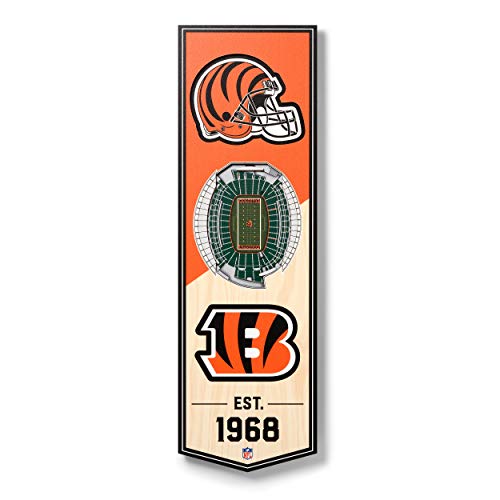 YouTheFan NFL Cincinnati Bengals 3D Banner 15,2 x 48,3 cm, Paul Brown Stadion, Team-Farben, One Size von YouTheFan