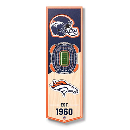 YouTheFan NFL Denver Broncos 3D Stadionbanner 15,2 x 48,3 cm Meile High Stadion, Team-Farben, Einheitsgröße von YouTheFan