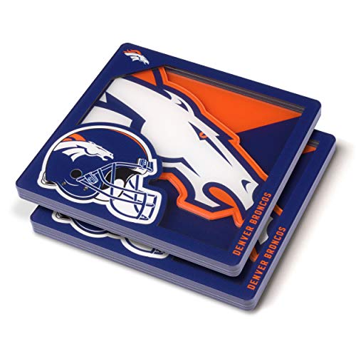 YouTheFan Denver Broncos Untersetzer aus der 3D-Logo-Serie, Team-Farben, 4" x 4" von YouTheFan