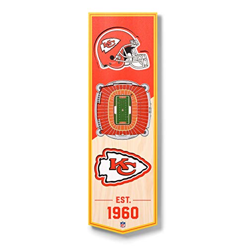 YouTheFan NFL Kansas City Chiefs 3D Banner, 15,2 x 48,3 cm, Pfeilspitzen-Stadion, Team-Farben, One Size von YouTheFan
