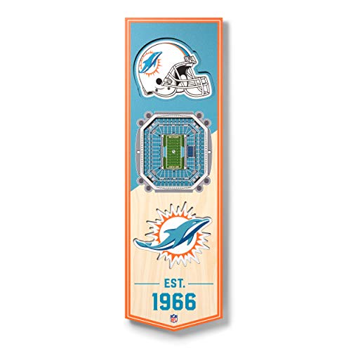 YouTheFan NFL Miami Dolphins 3D Stadionbanner 15,2 x 48,3 cm – Hard Rock Stadion, Team-Farben, Einheitsgröße von YouTheFan