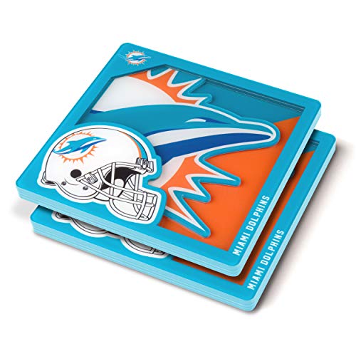 YouTheFan Logo-Serie Miami Dolphins Untersetzer aus der 3D, Team-Farben, Einheitsgröße von YouTheFan