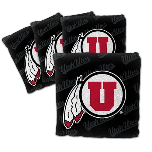 YouTheFan Unisex-Erwachsene Black Cornhole Bags – 4 Stück, Utah Utes-Schwarz, Einheitsgröße von YouTheFan