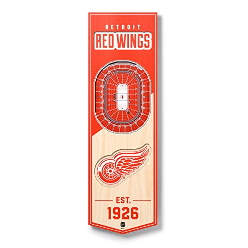 YouTheFan Unisex-Erwachsene NHL Detroit Red Wings (Joe Louis) 3D-Stadion-Banner, 15,2 x 48,3 cm, Little Caesars Arena, Team-Farben, 8" x 32" von YouTheFan