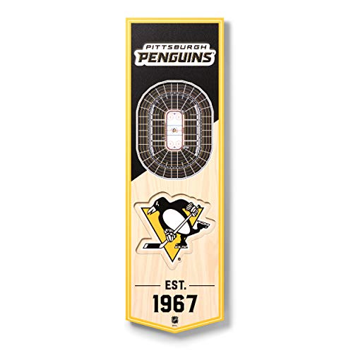 YouTheFan Unisex-Erwachsene NHL Pittsburgh Penguins 3D-Stadion-Banner, 15,2 x 48,3 cm, PPG Paints Arena, Teamfarben, 8" x 32" von YouTheFan