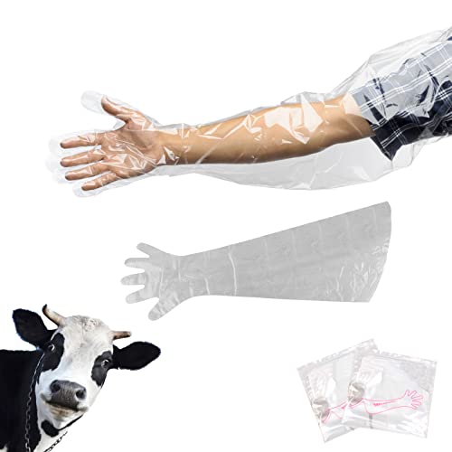 YouU 10 Stück Langarm Reinigungshandschuhe Untersuchung Künstliche Besamungshandschuhe Einweghandschuhe Weich Kunststoff Folie Handschuhe Weiß 86,4 cm von YouU
