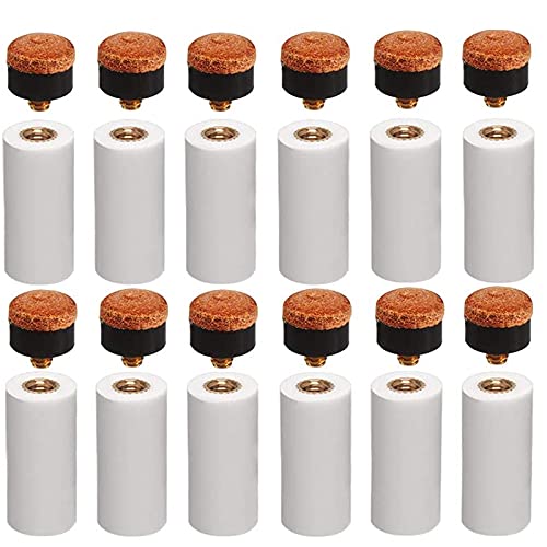 Youdefa 12 Sets 12 MM Billard Pool Queue Spitzen Messing Schrauben Spitzen mit Pool Queue Ferrule für Snooker Pool Queues von Youdefa