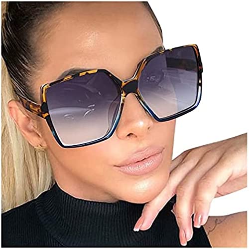 Youning Damen Herren Vintage Retro Groß Sonnenbrille Quadratische Durchsichtige Sonnenbrille Outdoor Brille UV400 Schutz Polarisierte Sonnenbrille für Unisex Gradient Lens Eyewear Sunglasses von Youning