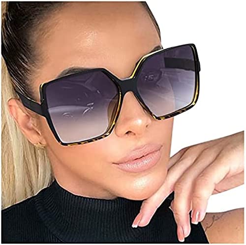 Youning Damen Herren Vintage Retro Groß Sonnenbrille Quadratische Durchsichtige Sonnenbrille Outdoor Brille UV400 Schutz Polarisierte Sonnenbrille für Unisex Gradient Lens Eyewear Sunglasses von Youning