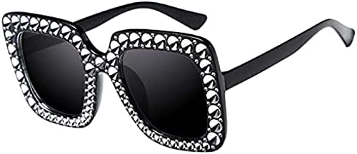 Youning Sonnenbrillen Damen Mode Quadratische Übergroße Diamant Strass Sonnenbrillen Für Frauen Retro Outdoor Brille Sunglasses UV400 Schutz Polarisierte Sonnenbrillen Für Reisen Reiten Camping von Youning