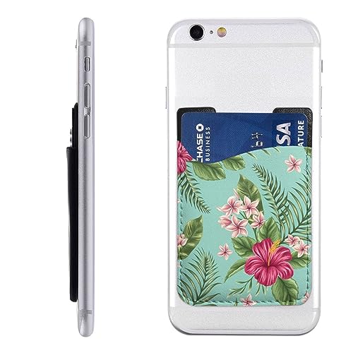 Hawaiian Tropical Leaves Flowers Cell Phone Pocket Phone Wallet Card Wallet for women men Self Adhesive Cell Phone Leather Wallet Card Holder Fits Most Cell Phones Cases Card Holder for Back of Phone, von YoupO