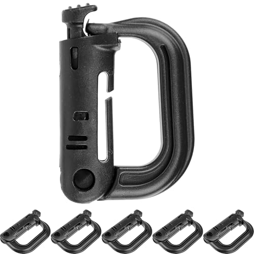 Karabinerhaken, 6 Stück, D-Form, aus Kunststoff, in Schwarz, Molle Karabiner für Taktische Ausrüstung, Gürtel, Rucksack, Schlüsselbund, Plastik Karabinerclip Gürtellasche, ABS Outdoor Aufhänger Haken von Your Day Mate