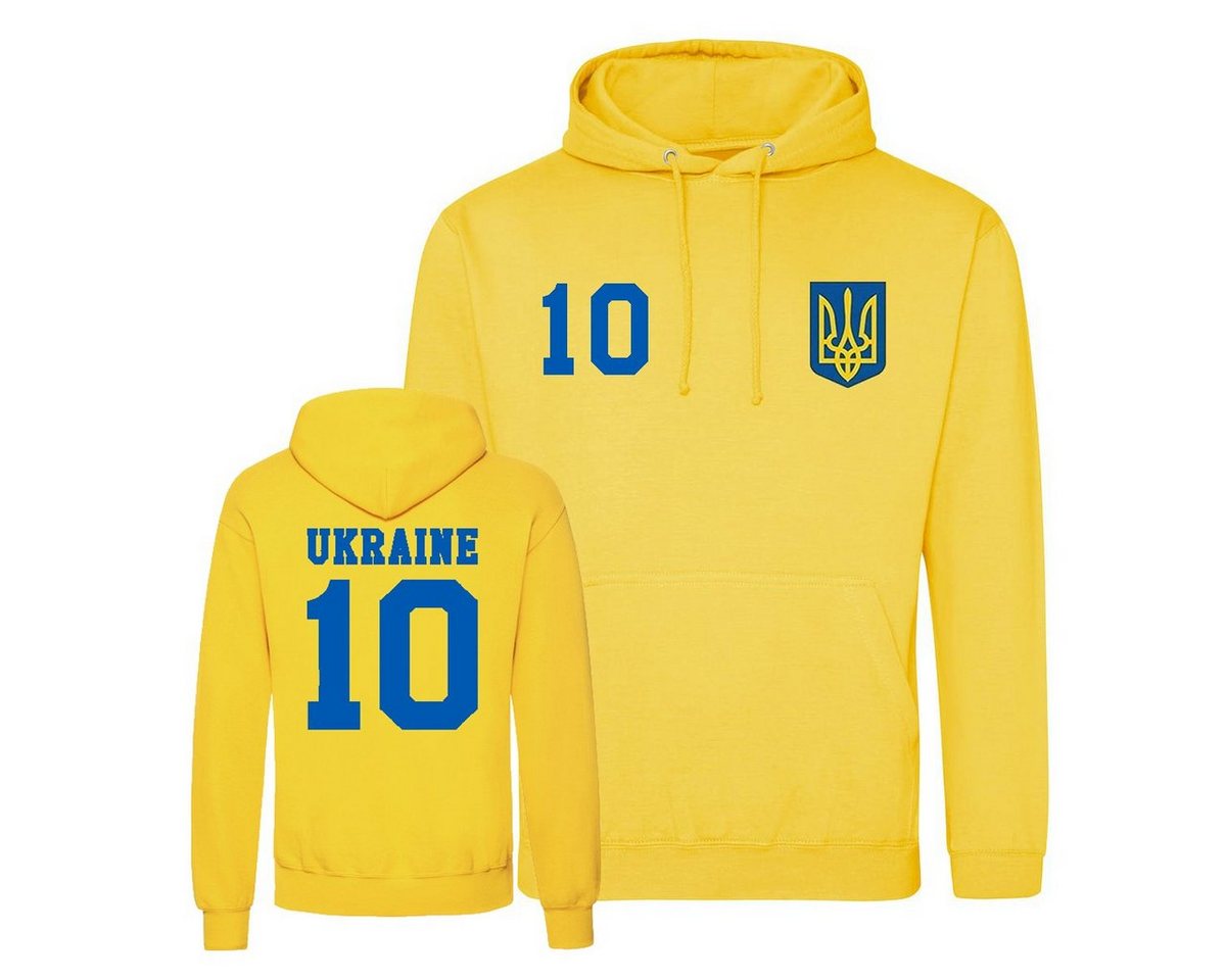 Youth Designz Kapuzenpullover Ukraine Herren Hoodie Pullover im Fußball Trikot Look mit trendigem Frontprint von Youth Designz
