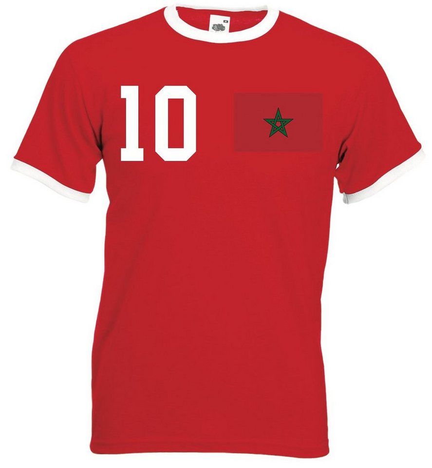 Youth Designz T-Shirt Marokko Herren T-Shirt im Fußball Trikot Look mit trendigem Motiv von Youth Designz