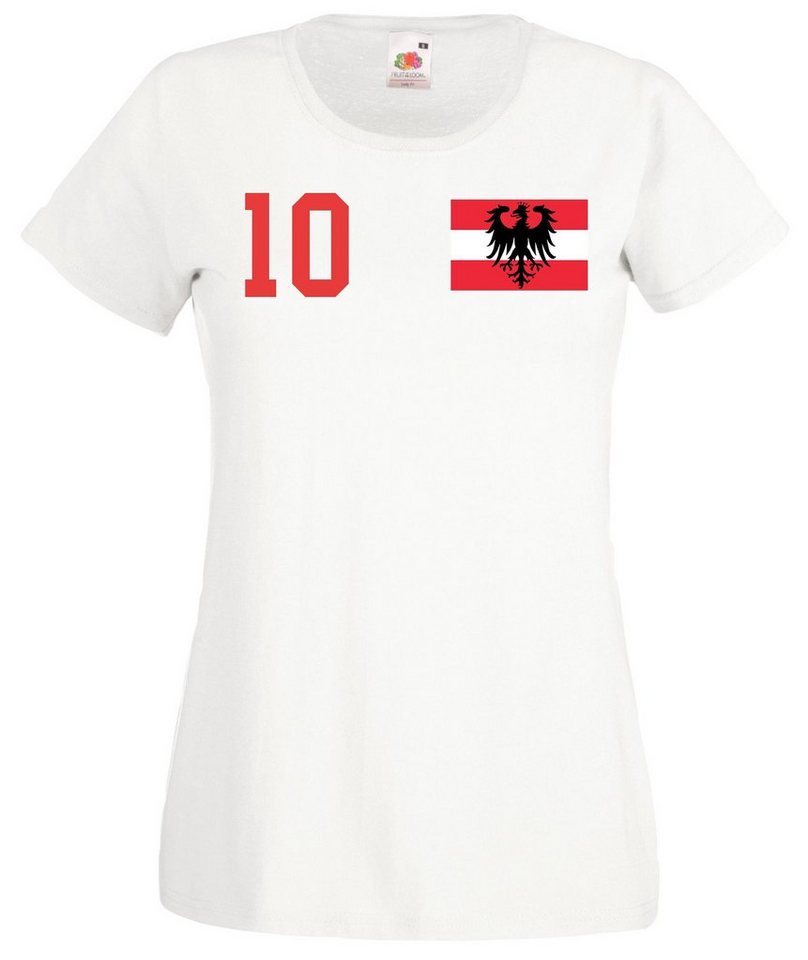 Youth Designz T-Shirt Österreich Damen T-Shirt im Fußball Trikot Look mit trendigem Motiv von Youth Designz