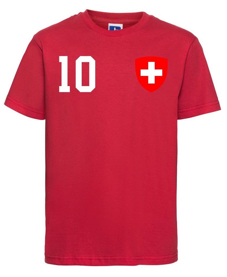 Youth Designz T-Shirt Schweiz Kinder T-Shirt im Fußball Trikot Look mit trendigem Motiv von Youth Designz