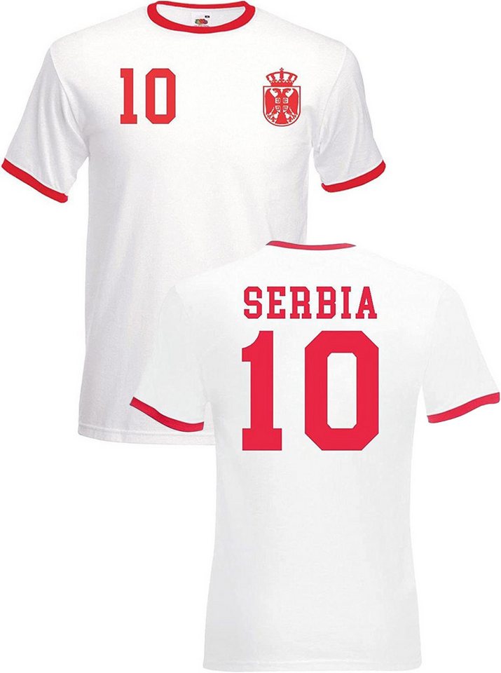 Youth Designz T-Shirt Serbien Herren T-Shirt im Fußball Trikot Look mit trendigem Print von Youth Designz