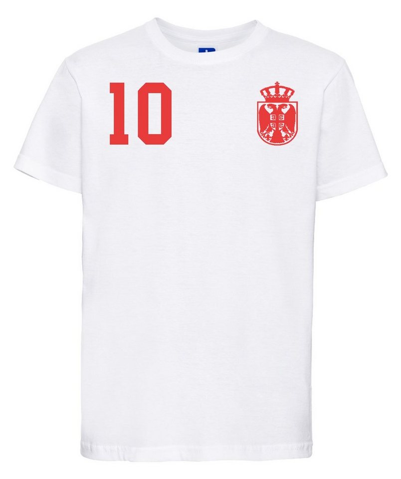 Youth Designz T-Shirt Serbien Kinder T-Shirt im Fußball Trikot Look mit trendigem Motiv von Youth Designz