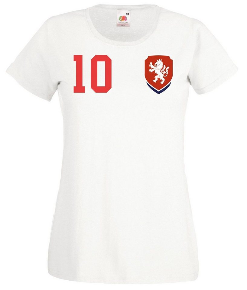 Youth Designz T-Shirt Tschechische Republik Damen T-Shirt im Fußball Trikot Look mit trendigem Motiv von Youth Designz