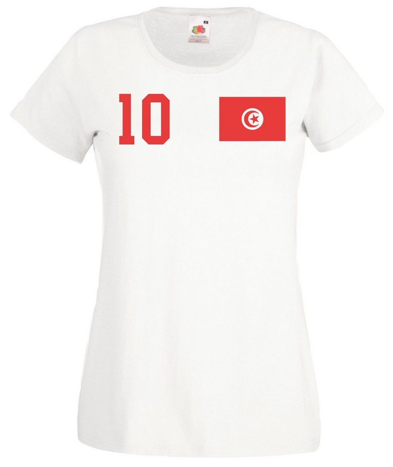 Youth Designz T-Shirt Tunesien Damen T-Shirt im Fußball Trikot Look mit trendigem Motiv von Youth Designz