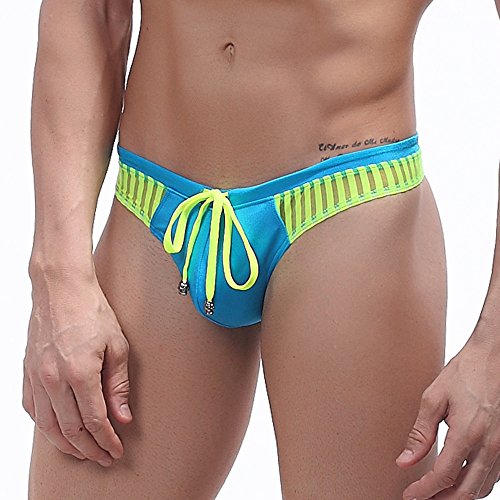 Yowablo Badehose Herren Kurze Schwimmhose Enge Badeslip Männer Badeshorts Stretch Bademode Slips Schnelltrocknend Schwimmshorts Badepants Sommer Shorts (XL,3Himmelblau) von Yowablo