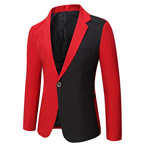 Yowablo Herren Slim Anzugsakko Herren Anzugjacke Herren Sakko Sweatjacke Slim Fit Blazer Anzug Casual Jacke Modisch Freizeit Outwear (L,Rot) von Yowablo