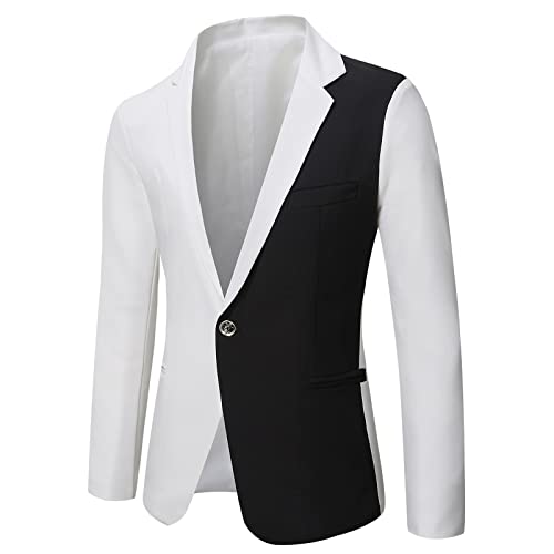 Yowablo Herren Slim Anzugsakko Herren Anzugjacke Herren Sakko Sweatjacke Slim Fit Blazer Anzug Casual Jacke Modisch Freizeit Outwear (XL,Weiß) von Yowablo